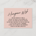 Tarjeta De Recepción Honeymoon Wish Modern HandWriting Simple Rubor<br><div class="desc">Estos sencillos y distintivos insertos de tarjetas fueron diseñados para coincidir con otros elementos de un creciente conjunto de eventos que cuenta con un moderno tipo de letra de escritura informal sobre un fondo liso que puede cambiar a cualquier color que desee. En la parte delantera se lee "Honeymoon Wish"...</div>