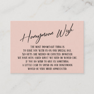 Tarjeta De Recepción Honeymoon Wish Modern HandWriting Simple Rubor