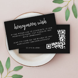 Tarjeta De Recepción Honeymoon Wish | Registro de Boda de código QR Neg