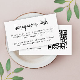 Tarjeta De Recepción Honeymoon Wish | Registro de Bodas de código QR Bl
