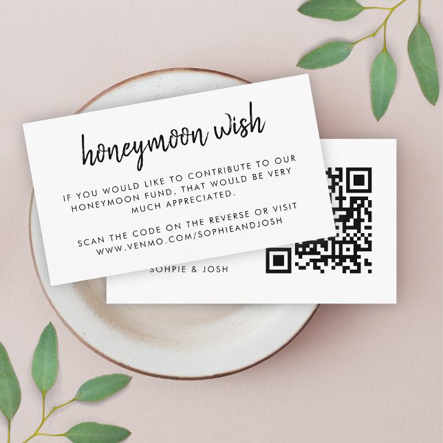 Tarjeta De Recepción Honeymoon Wish | Registro de Bodas de código QR Bl (Subido por el creador)