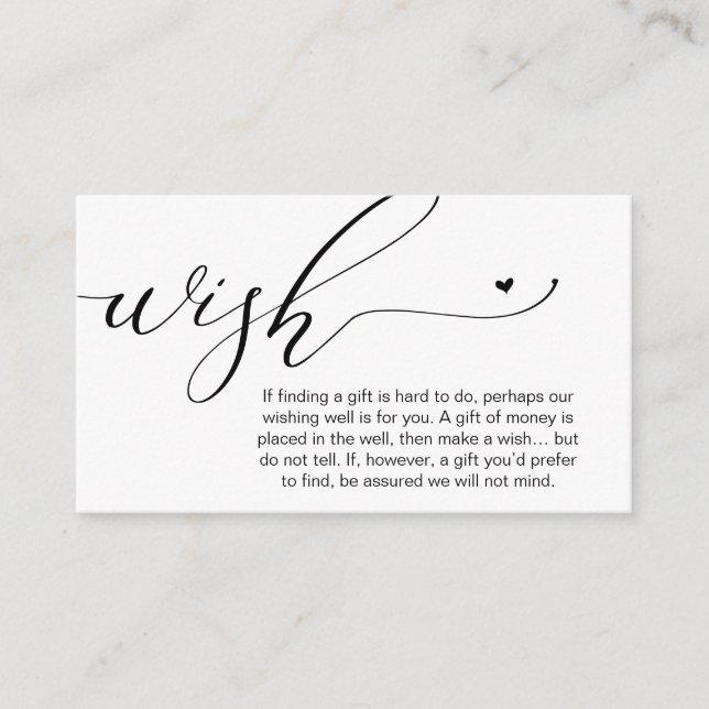 Tarjeta De Recepción Honeymoon Wish Wishing Well, Fund, A Note On Gifts (Anverso)