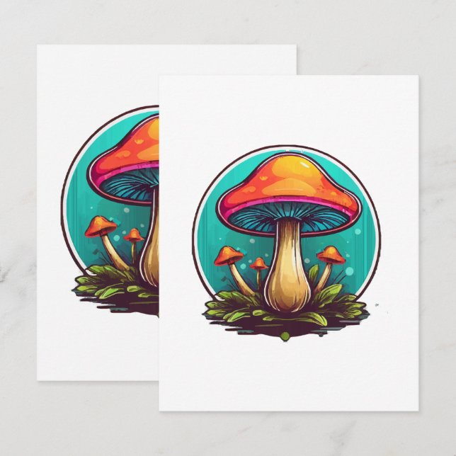 Tarjeta De Recepción Hongos Mágicos de Colores (Anverso / Reverso)