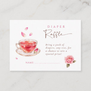 Tarjeta De Recepción Hora del té vaso taza de té rosas RIFA DE PAÑALES