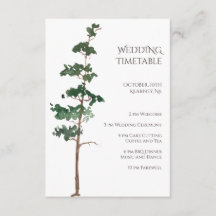Horario de Boda Minimalista de Acuarela con Abeto