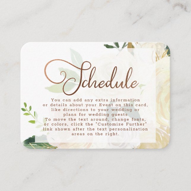 Tarjeta De Recepción Horario de Boda Rústica y Fresca en la Granja (Anverso)