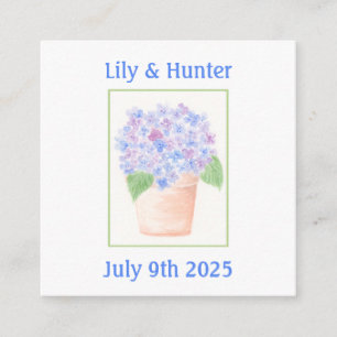 Tarjeta De Recepción Hortensia floral acuarela suelta pintada a mano