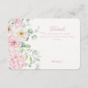 Tarjeta De Recepción Hortensia Floral Rosa Detalles Botánicos de Florac