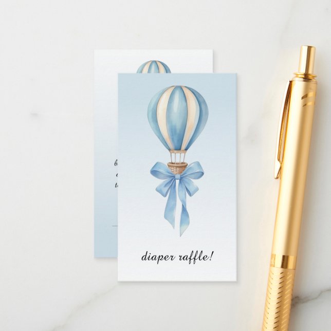 Tarjeta De Recepción Hot Air Balloon Boy Baby Shower Diaper Raffle (Anverso/Reverso In Situ)