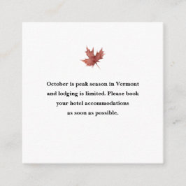 Tarjeta De Recepción Hotel Autumn Mountain Boda