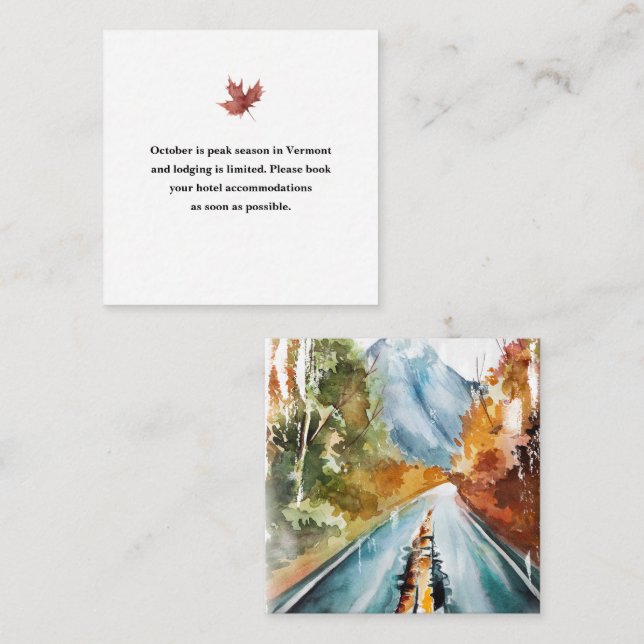 Tarjeta De Recepción Hotel Autumn Mountain Boda (Anverso / Reverso)