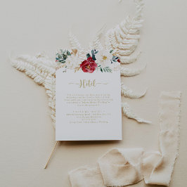 Tarjeta De Recepción Hotel Clásico Gold Burgundy White Floral