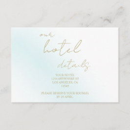 Tarjeta De Recepción Hotel de boda de ola de acuarela azul