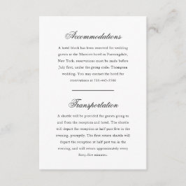 Tarjeta De Recepción Hotel elegante Monograma Boda blanco y negro