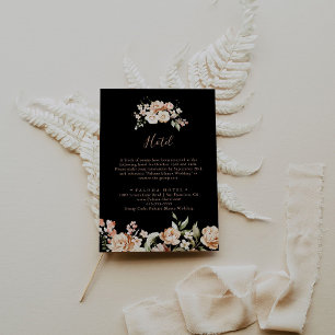 Tarjeta De Recepción Hotel floral real formal negro