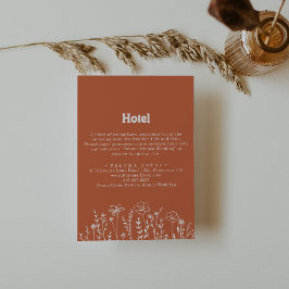 Tarjeta De Recepción Hotel Minimal de Terracota Blanca con Flores Silve