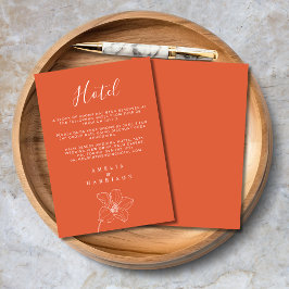 Tarjeta De Recepción Hotel naranja Verona Sunset Floral Boda