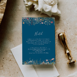 Tarjeta De Recepción Hotel Navy Blissful Boho Wildflower