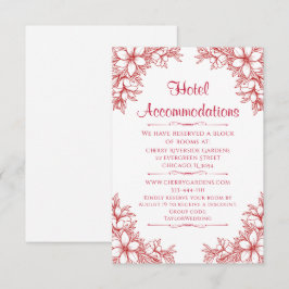 Tarjeta De Recepción Hotel Red Ornate Boda