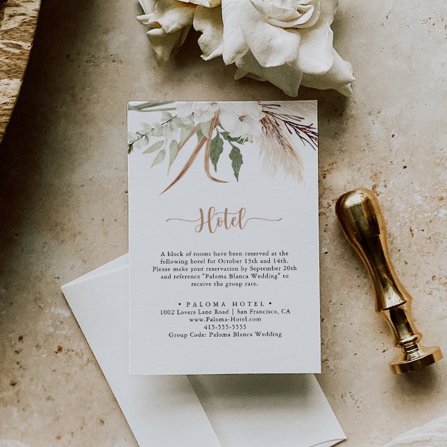 Tarjeta De Recepción Hotel Rústico Boho Elegante Boda Floral (Subido por el creador)