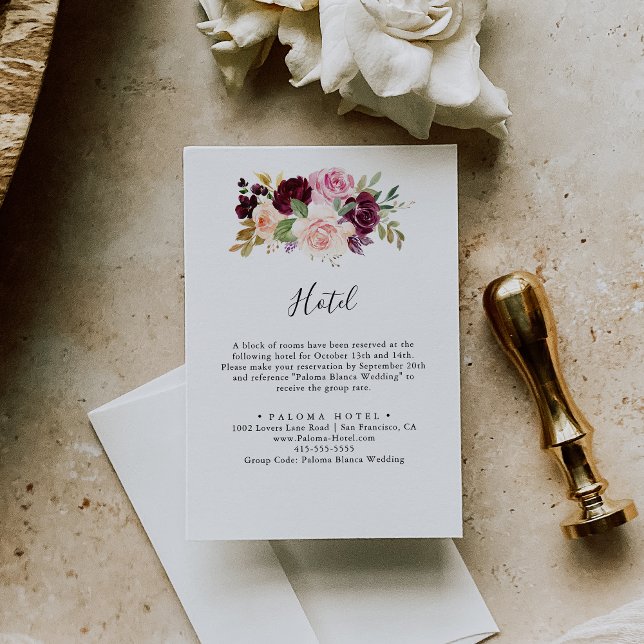 Tarjeta De Recepción Hotel rústico floral y botánico (Subido por el creador)