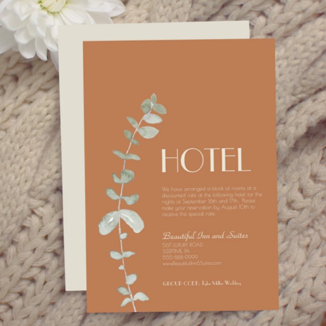 Tarjeta De Recepción Hotel Terracotta Eucalyptus Deco Boda (Subido por el creador)