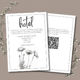 Tarjeta De Recepción Hotel White Poppies Floral Elegant Wedding