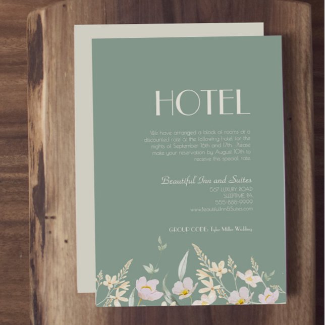 Tarjeta De Recepción Hotel Wildflower Sage Deco Boda (Subido por el creador)