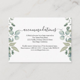Tarjeta De Recepción Hoteles en Eucalyptus Greenery Boda