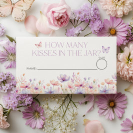 Tarjeta De Recepción How many kisses Floral Butterfly Bridal Shower 