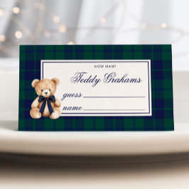 Tarjeta De Recepción How Many teddy grahams Teddy Bear Red Plaid