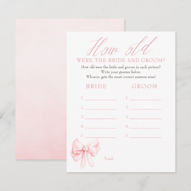 Tarjeta De Recepción How Old Were The Bride And Groom Game Cards (Anverso / Reverso)