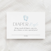 Huella azul Baby Shower Diaper Raffle Ticket