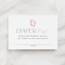 Huella rosa Baby Shower Diaper Raffle Ticket