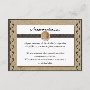 Tarjeta De Recepción Huellas en la inserción del Boda de arena