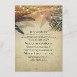 Tarjeta De Recepción Huéspedes con información sobre el Boda de Palmera