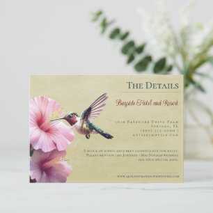 Tarjeta De Recepción Hummingbird e Hibiscus Boda amarillo