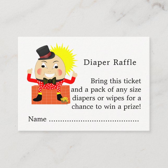 Tarjeta De Recepción Humpty Dumpty Nursery Rhyme Baby Diaper Raffle (Anverso)