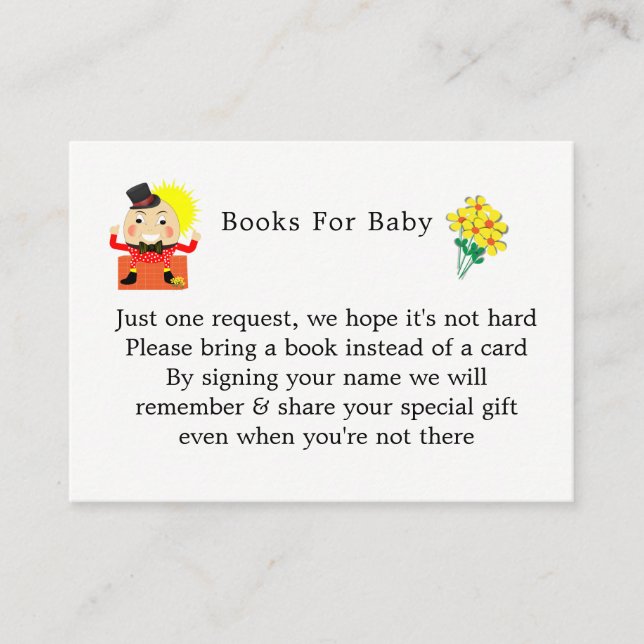 Tarjeta De Recepción Humpty Dumpty Nursery Rhyme Cute Libros Para Bebés (Anverso)