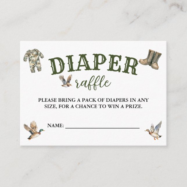 Tarjeta De Recepción Hunting Boy Baby Shower Diaper Raffle (Anverso)