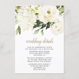Tarjeta De Recepción Hydrangea Elegante Rosa de Oro Blanco Boda Floral