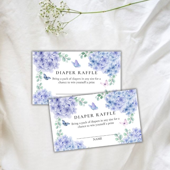Tarjeta De Recepción Hydrangea Floral Garden Diaper Raffle Baby Shower (Hydrangea Floral Garden Diaper Raffle Baby Shower Enclosure Card)