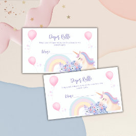 Tarjeta De Recepción Hydrangea Unicorn Diaper Raffle Baby Shower