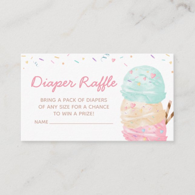 Tarjeta De Recepción Ice Cream Baby Shower Diaper Raffle (Anverso)