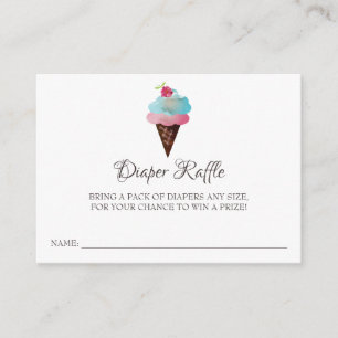 Tarjeta De Recepción Ice Cream Cone Baby Shower Diaper Raffle Ticket