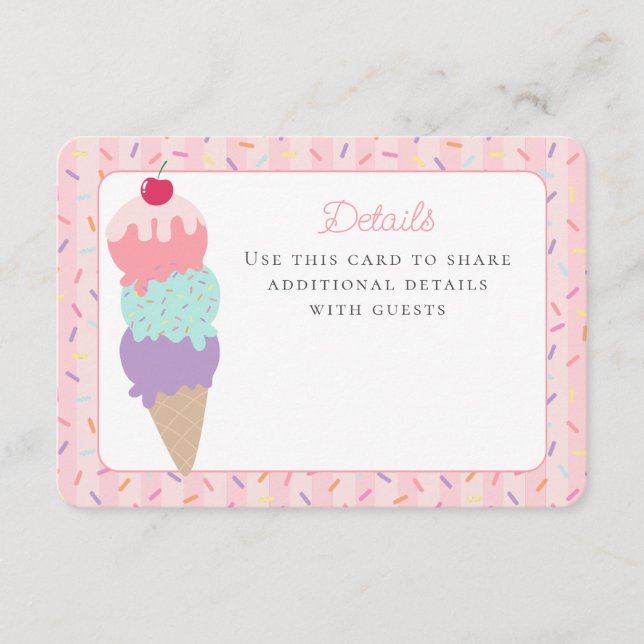 Tarjeta De Recepción Ice Cream Sundae Aquí los detalles de Scoop Insert (Anverso)