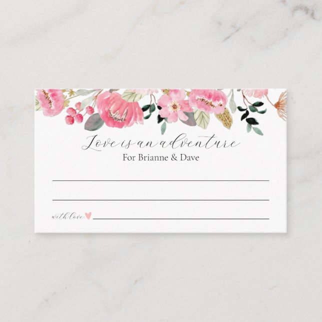 Tarjeta De Recepción Ideas de luna de miel en jardín floral rosa (Anverso)