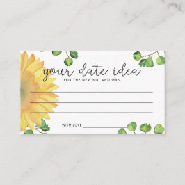 Tarjeta De Recepción Ideas de noche de cita con girasoles de acuarela \