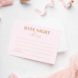 Tarjeta De Recepción Ideas de Noche de Cita con Tipografía Rosa y Naran
