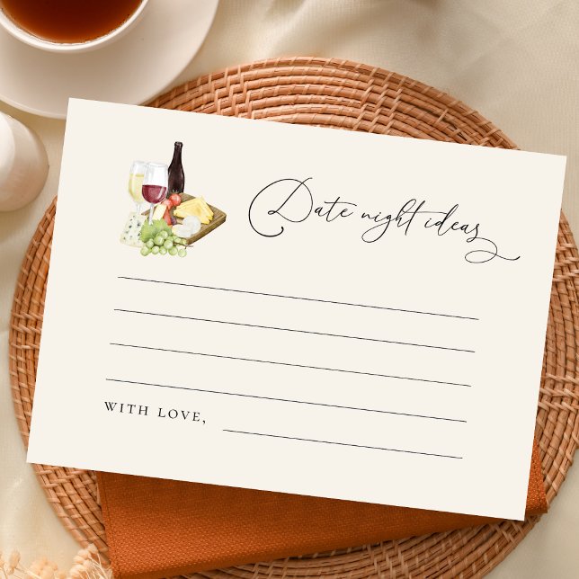 Tarjeta De Recepción Ideas para Noche de Citas en Bridal Shower con Tab (Subido por el creador)